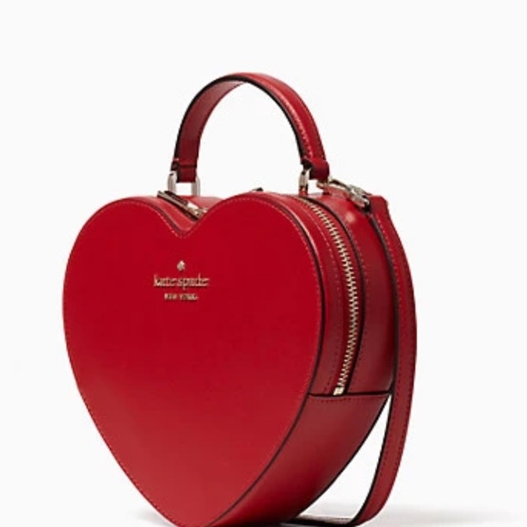 NWT Kate Spade Love Shack Heart Crossbody Purse Candied Cherry Red $329 - Picture 3 of 11